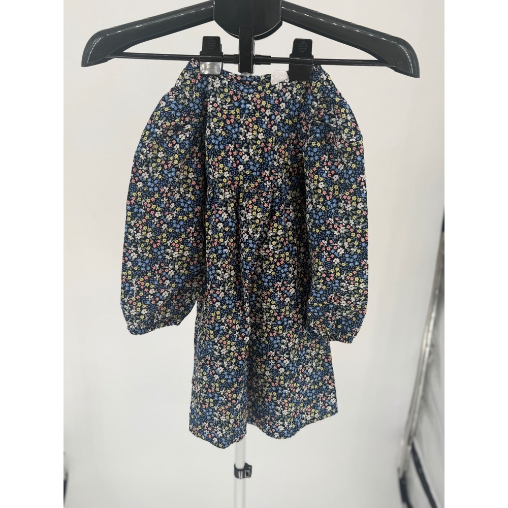 Baby Gap Floral Dress Toddler 5 Years Navy Blue Excellent Long Sleeve Cotton